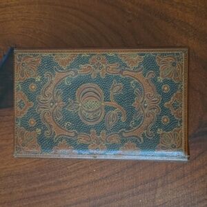 Vintage Ornate Green & Brown Decorative Trinket Jewelry Box